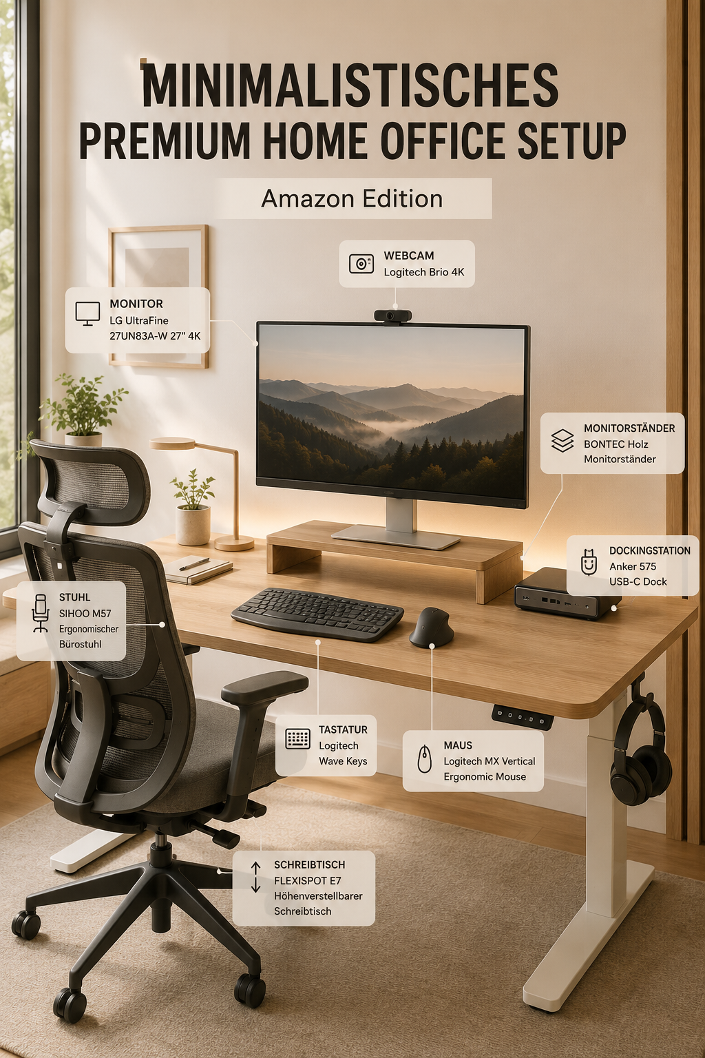 Minimalistisches Premium Homeoffice Setup – 8 Produkte für Deep Work